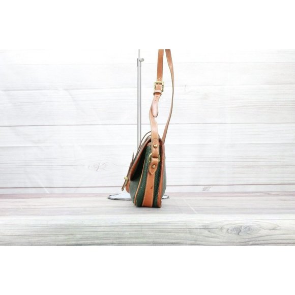 Vintage Dooney & Bourke Green Brown Trim Leather Crossbody Shoulder Bag - Picture 7 of 11